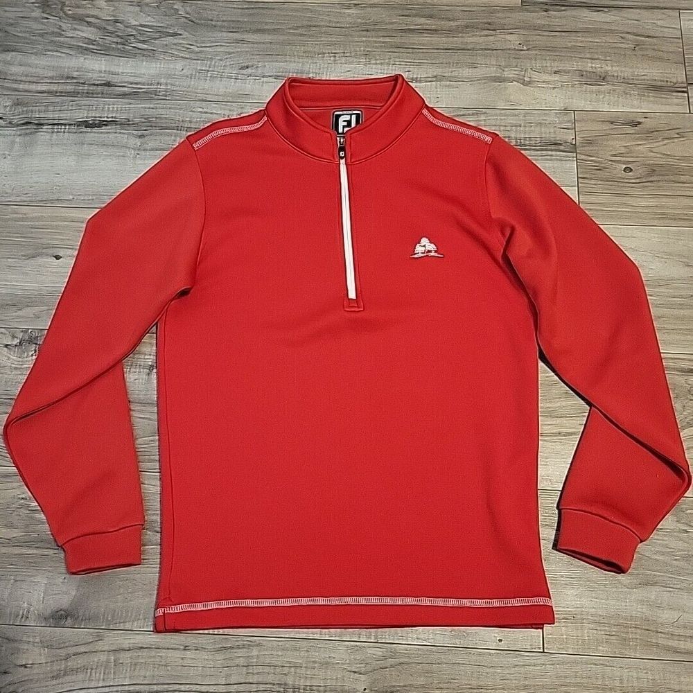 FootJoy Golf Pullover Junior Boys Large Red Performance Half Zip Logo‎
